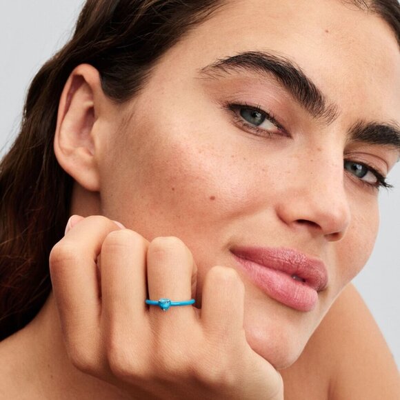 Women's Blue Turquoise Colored Heart Stone Ring Sterling Silver Heart Shaped - Picture 2 of 4